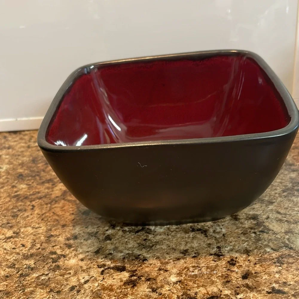 Stoneware Hand-Crafted Durable Scratch-Resistant‎ Square Bowls - Set of 2